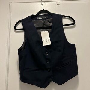 Zara navy Button-Up Vest